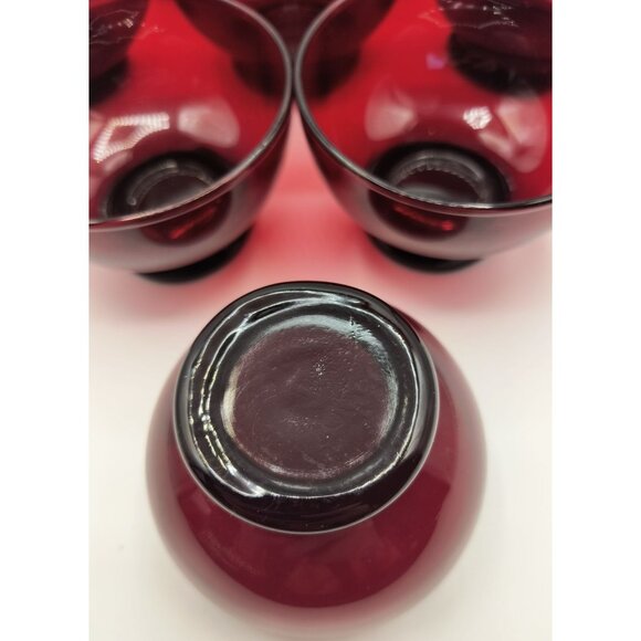 Set Of 9 Vintage Ruby Red Glass Dessert Custard Bowls - Picture 5 of 5
